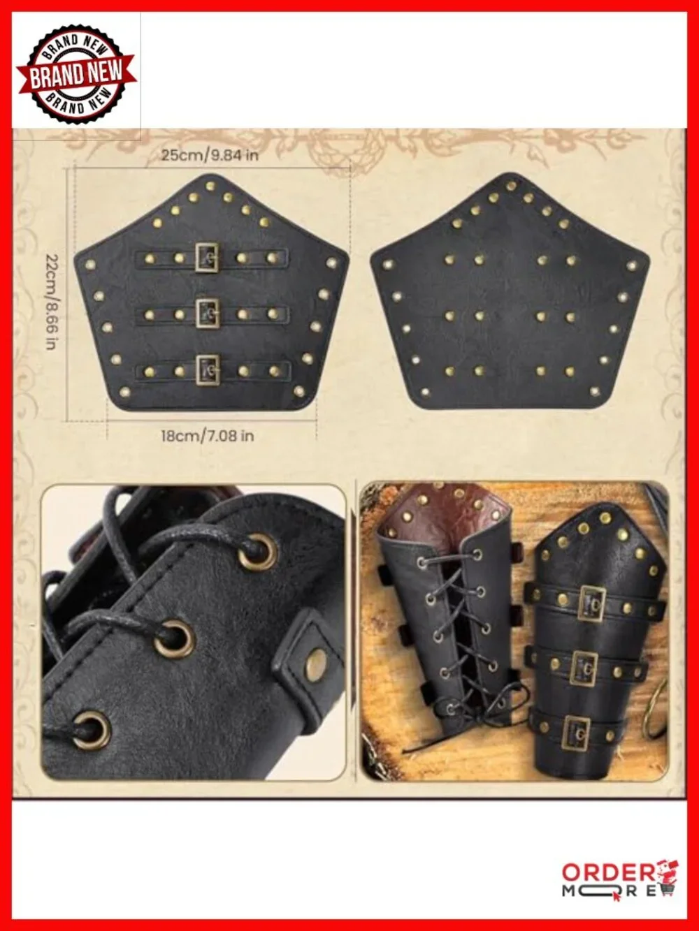 Leather Belt Pouch Viking Bracer Set Renaissance Medieval Costume Accessory